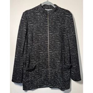 Elliott Lauren Cardigan Women Size S Black White Full Zip Sweater Jacket Pockets